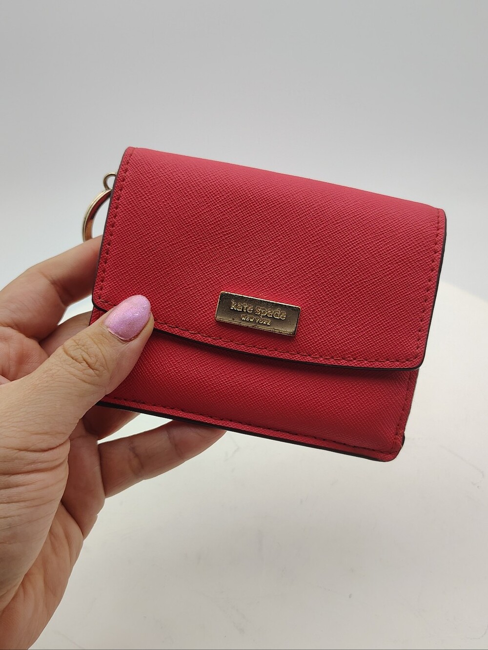 Kate Spade Red Saffiano Leather Small Wallet